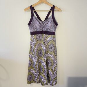 Prana Amaya Active Dress Lupine Scallop Purple/Green Mandala Outdoor Sz S